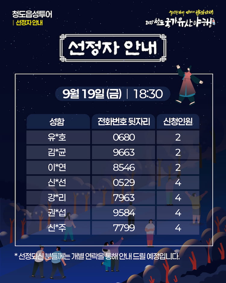 사전접수 선정자 명단